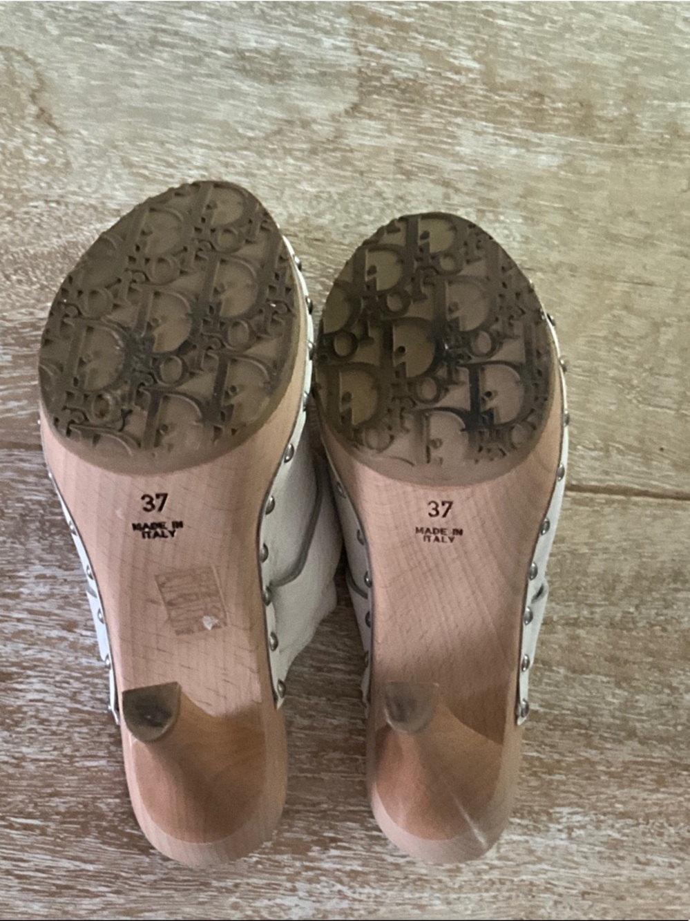 Dior White Leather Floral Embroidered Slide Clogs with Silver Buckle - Picture 8 of 10